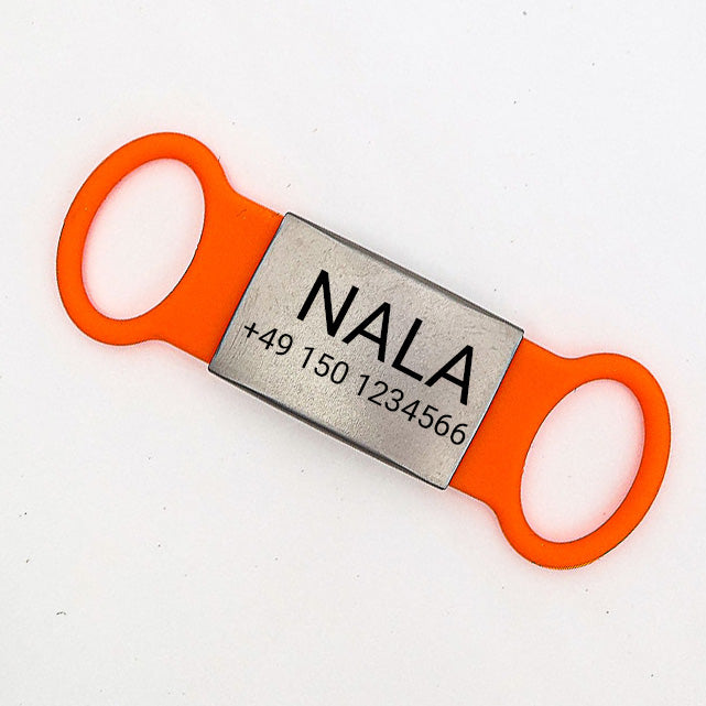 Klapperfreie Hundemarke aus Silikon & Edelstahl – Personalisierbar & sicher 🐾