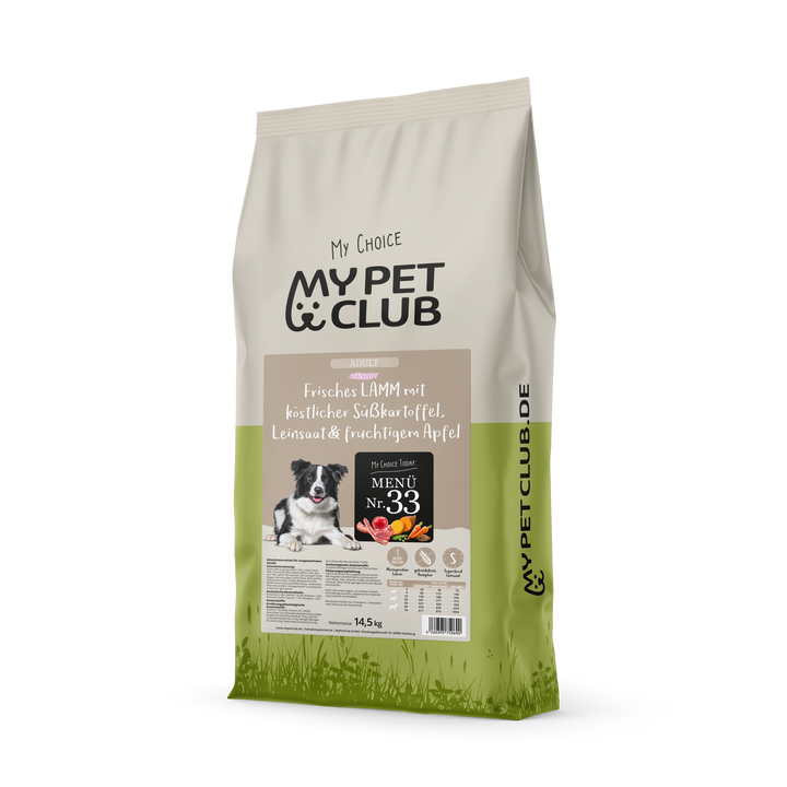MyPetClub Premium Hundefutter mit Lamm & Süßkartoffel – getreidefrei