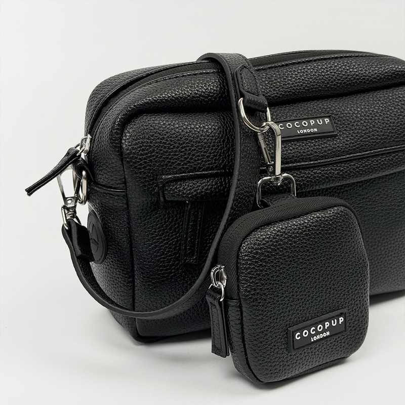 PU-Leder Hundespaziergangstasche Set - Schwarz - Elegant & funktional - M