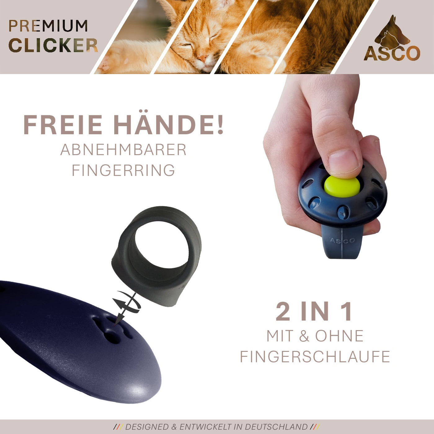 ASCO Finger Clicker – Premium-Clicker für Hunde, Katzen & Pferde