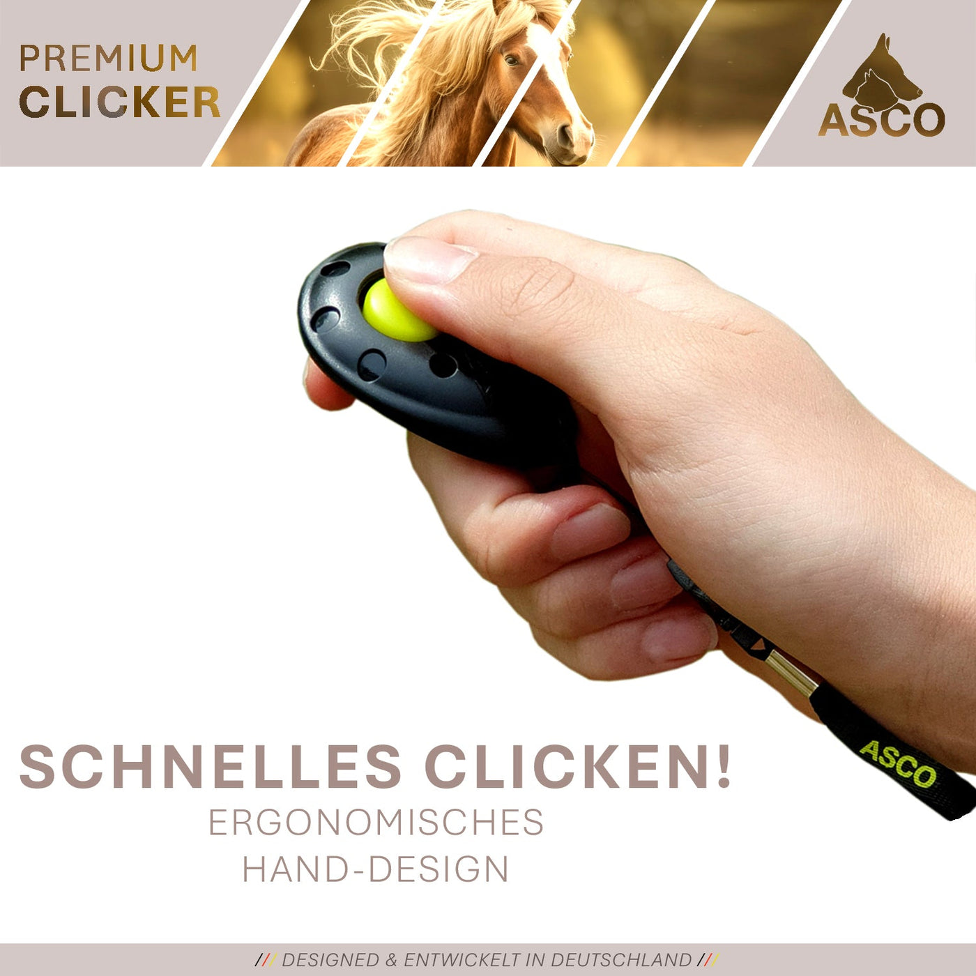 ASCO Finger Clicker – Premium-Clicker für Hunde, Katzen & Pferde