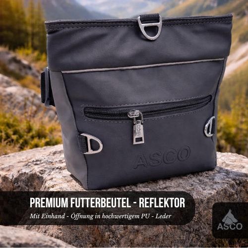 Premium PU-Leder Leckerlitasche - Einhand-Schnappverschluss - Silikon Inlay gegen fetten
