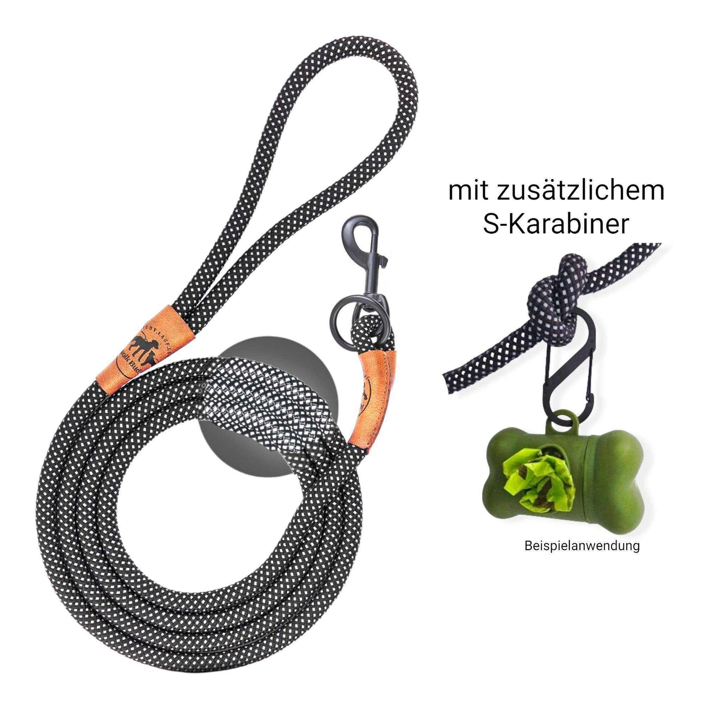 GLOW Reflektionsleine© – Stil, Sicherheit und Komfort in einem. - Schwarz - Orange - Blau -Rot - M