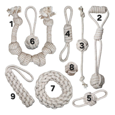 Natürliches, nachhaltiges Kauspielzeug für deinen Hund – aus Hanffasern und ungebleichter Baumwolle