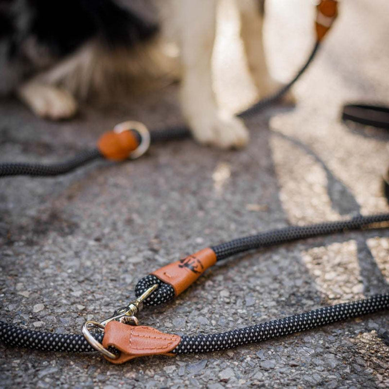 Premium reflektierende Leine - S - handvernähter Tacklingschutz aus Mikrofaserleder