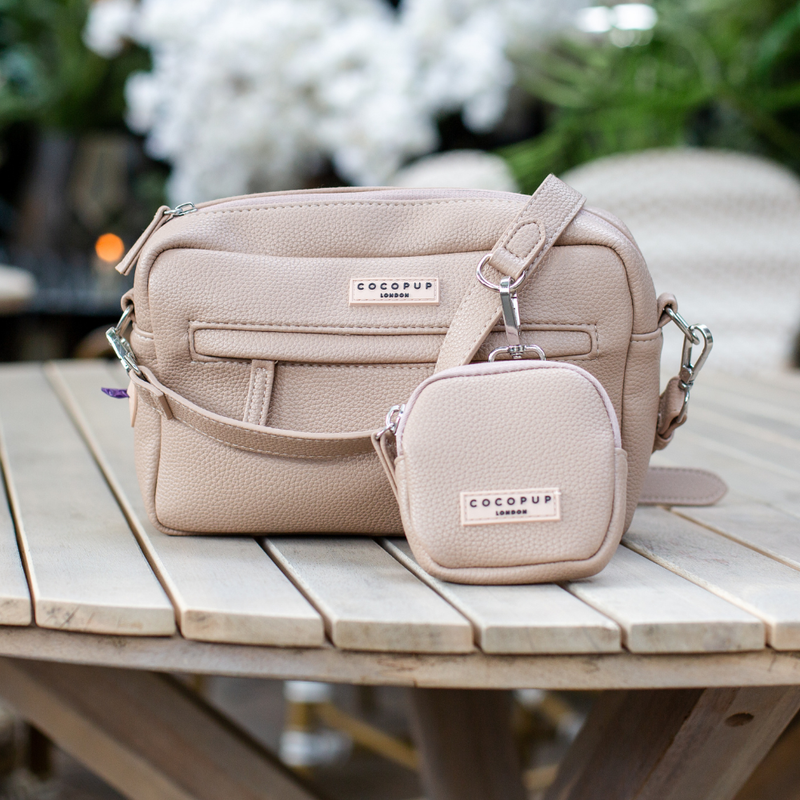 PU-Leder Hundespaziergangstasche Set - Karamell - M